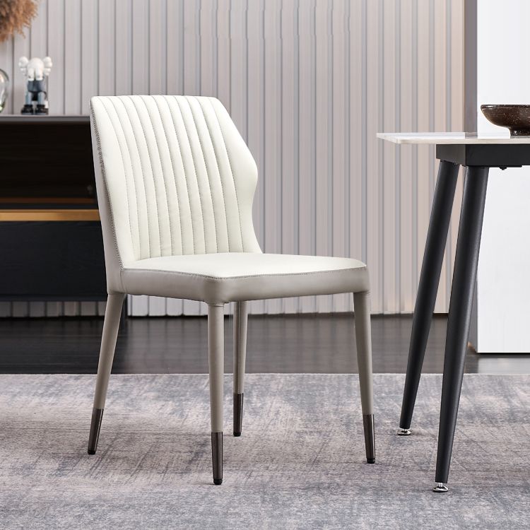 Modern Style Armless Side Chairs Solid Back Leather Dining Chairs for Kitchen (Set of 2) Clearhalo ' kitchen&dining_furn' 'Dining Chairs' 'Dining Tables & Seating' 'dining_chair' 'furn' 'furn_dining_chair' 'Furniture' 'furniture_dining_chair' 'Kitchen & Dining Furniture' 'kitchen' 1200x1200_2d042583-1e44-40be-8384-f57c07b946f6