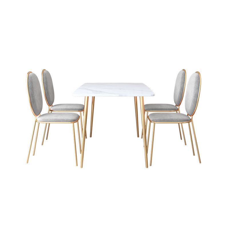 Scandinavian Style Sintered Stone Dining Table Set with Rectangle Table and Gold Legs Dining Set Clearhalo 'Dining Room Sets' 'Dining Tables & Seating' 'dining_room_set' 'furn' 'furn_dining_room_set' 'Furniture' 'furniture_dining_room_set' 'Kitchen & Dining Furniture' 'kitchen&dining_furn' 'kitchen' 1200x1200_2d0555d8-ae75-4094-9945-e84cf3486bfe