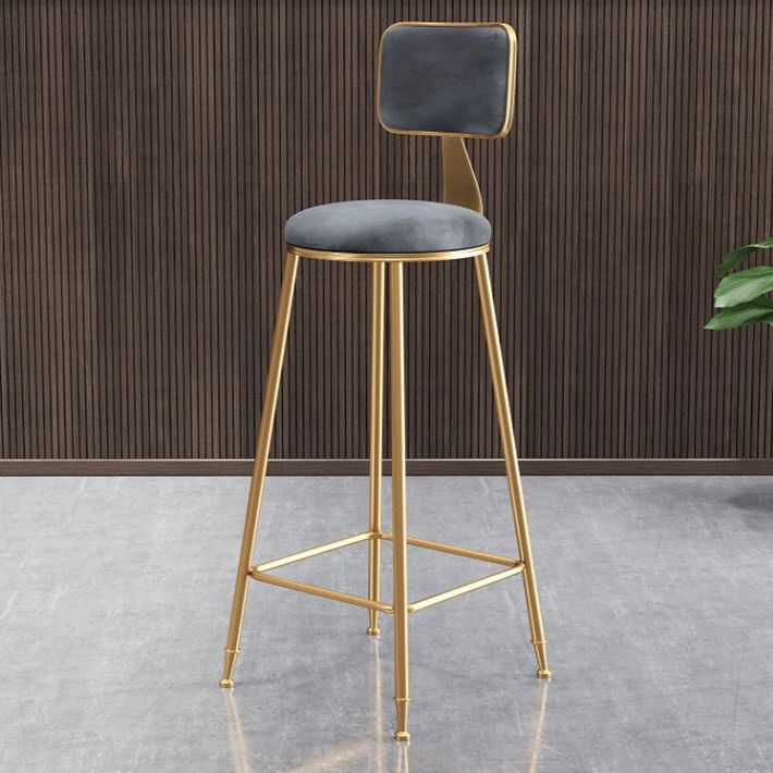 Glam Armless Backrest Counter Stool Steel Cashier Bar Stool with Flannel Cushion and Pedal Clearhalo 'Bar Furniture' 'Bar Stools' 'bar_stools' 'furn' 'furn_bar_stools' 'Furniture' 'furniture_bar_stools' 'Kitchen & Dining Furniture' 1200x1200_2d06aa55-3bfe-4fee-844e-3bb4c6f0a7bc