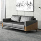 Standard Black Sofa Faux Leather Contemporary Sofa with Pillow for Living Room