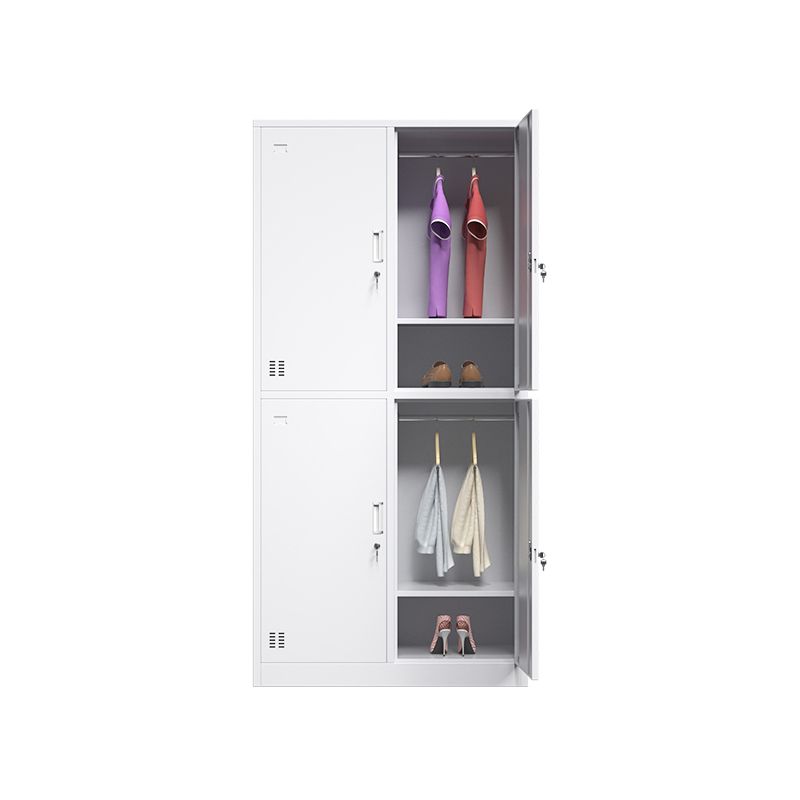 Contemporary Style Wardrobe Armoire Grey Steel Wardrobe Cabinet
