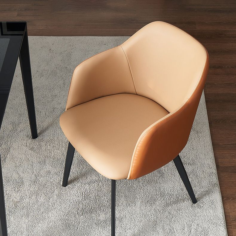 Contemporary Style Leather Dining Arm Chairs Solid Back Upholstered Chairs Clearhalo ' kitchen&dining_furn' 'Dining Chairs' 'Dining Tables & Seating' 'dining_chair' 'furn' 'furn_dining_chair' 'Furniture' 'furniture_dining_chair' 'Kitchen & Dining Furniture' 'kitchen' 1200x1200_2d0c0238-63f1-4736-a1b0-01b6ea5af087