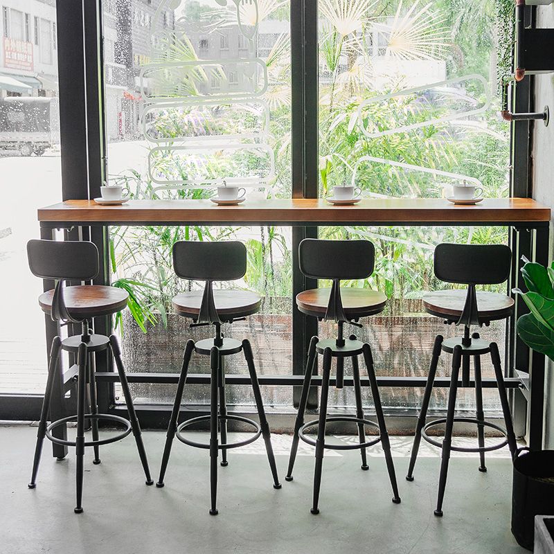 Iron and Wood Rectangular Table Modern Style Milk Tea Shop Cafe Bar Table Clearhalo 'Bar Furniture' 'Bar Tables' 'bar_tables' 'furn' 'furn_bar_tables' 'Furniture' 'Kitchen & Dining Furniture' 1200x1200_2d0c4356-38a3-4afe-8e0e-353340270d20