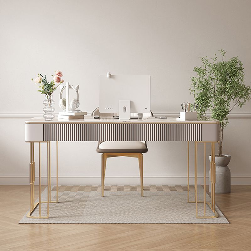 Descrito de oficina de piedra rectángulo base de metal Base de metal escritorio de escritura de estilo para la oficina para la oficina