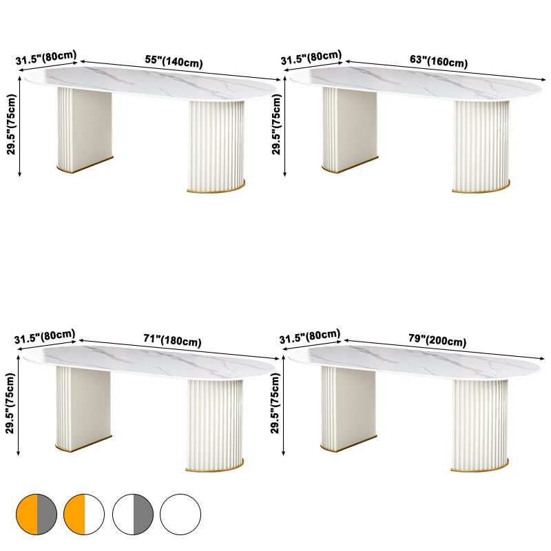 Glam Sintered Stone Top Kitchen Dining Table Oval Standard Dining Table with Double Pedestal Bases Clearhalo ' dining_table' 'Dining Tables & Seating' 'Dining Tables' 'furn' 'furn_dining_table' 'Furniture' 'furniture_dining_table' 'Kitchen & Dining Furniture' 'kitchen&dining_furn' 'kitchen' 'kitchen_dining_table' 1200x1200_2d0cee6c-1d29-4cb1-87e1-73ab3955f152