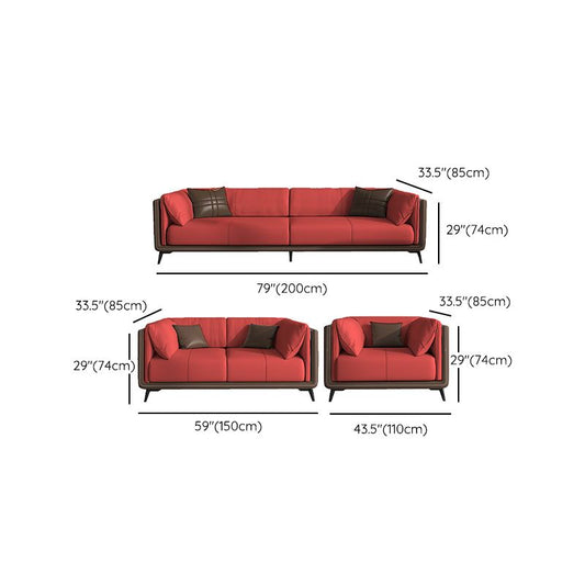 Genuine Leather Sofa Stationary Square Arm Seating for Living Room