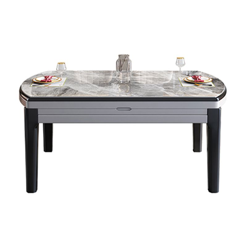 Table à manger en pierre évolutive moderne, pieds en bois de caoutchouc pour salle à manger
