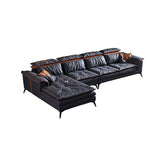 Pillow Top Arm Sectionals 26.22"High Faux Leather Cushion Back Sofa, Black Clearhalo 'furn' 'furn_sectionals' 'Furniture' 'furniture_sectionals' 'Living Room Furniture' 'Sectionals' 1200x1200_2d0fb128-a251-4eae-bf7e-8e1e69fde506