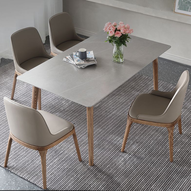 Mid-Century Sintered Stone Dining Table Gray Rectangle Dining Table for Kitchen Clearhalo ' dining_table' 'Dining Tables & Seating' 'Dining Tables' 'furn' 'furn_dining_table' 'Furniture' 'furniture_dining_table' 'Kitchen & Dining Furniture' 'kitchen&dining_furn' 'kitchen' 'kitchen_dining_table' 1200x1200_2d0fc982-ce7a-419e-80c2-e306b6354f47