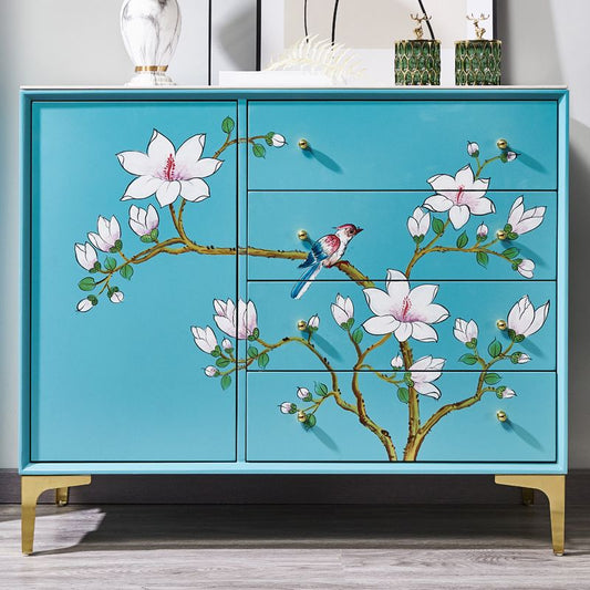 Glam Combo Dresser Horizontal Stone Storage Chest Dresser for Bedroom