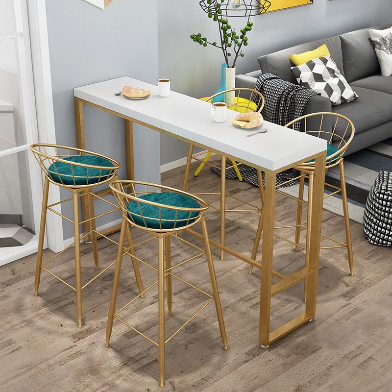 White Solid Wood Bar Table Gold and Metal Base Bar Table for Kitchen Living Room Clearhalo 'Bar Furniture' 'Bar Tables' 'bar_tables' 'furn' 'furn_bar_tables' 'Furniture' 'Kitchen & Dining Furniture' 1200x1200_2d11d256-56ca-487a-8854-d3eb1f0d0301