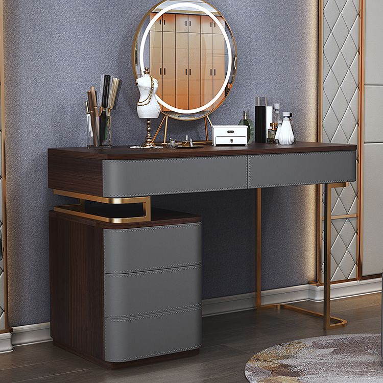 Tavolo da toeletta da 5,72 "tavolo da toeletta in legno a 5 cassetti con base d'oro