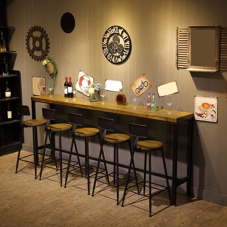 Indoor Industrial Patio Bar Table Rectangle Trestle Bar/Dinette Table in Natural