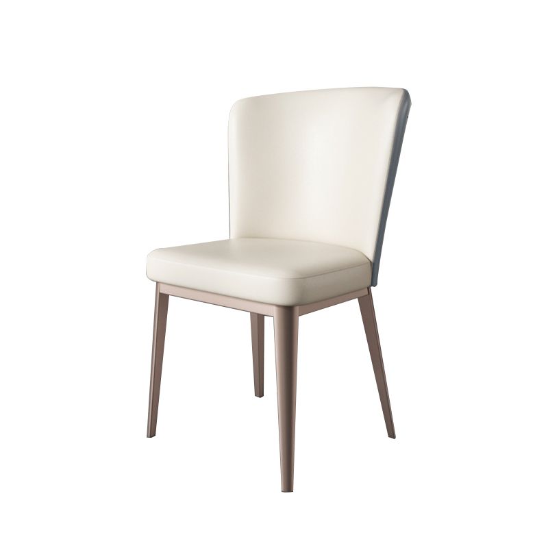 Eigentijdse metalen eetkamer stoel armloze faux lederen zijstoelen