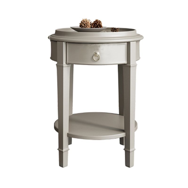 Nordic 25.6" Tall Solid Wood End Table Round Double Tier End Table