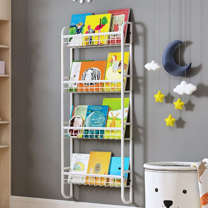 4.57"W Bookshelf Contemporary Style Wall Mounted Pure White Bookcase for Study Room