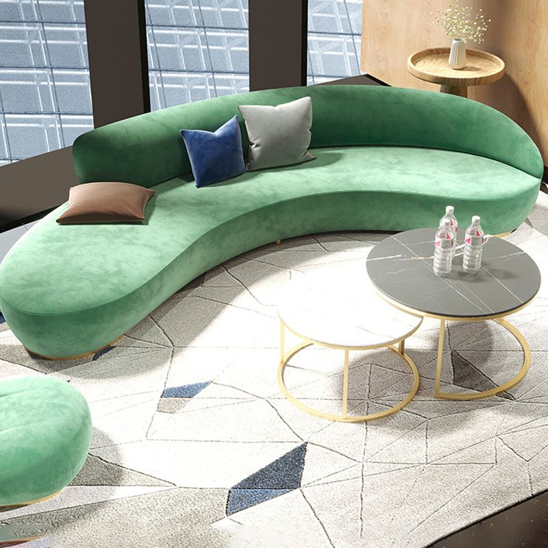 Contemporary Velvet Curved Sofa Armless Tight Back Seating for Living Room