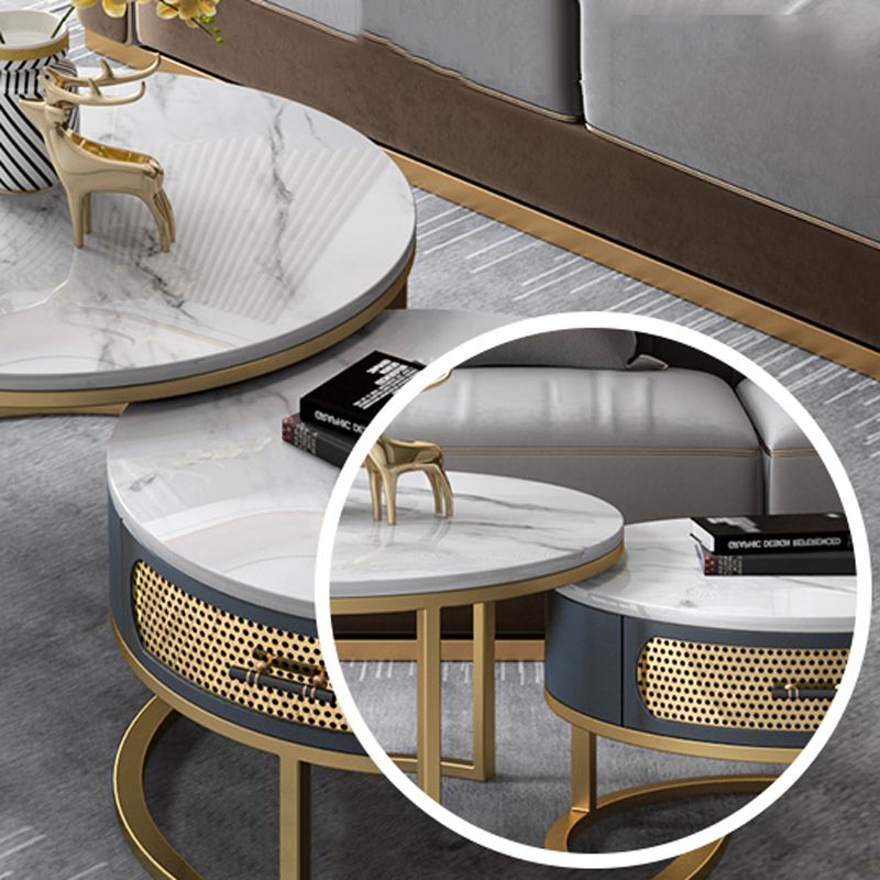 Slate Round Frame Coffee Table Nesting Modern Coffee Table Set Clearhalo 'Coffee & Accent Tables' 'Coffee Tables' 'coffee_tables' 'furn' 'furn_coffee_tables' 'Furniture' 'Living Room Furniture' 1200x1200_2d15d351-00a5-478a-929c-fa969ab73915