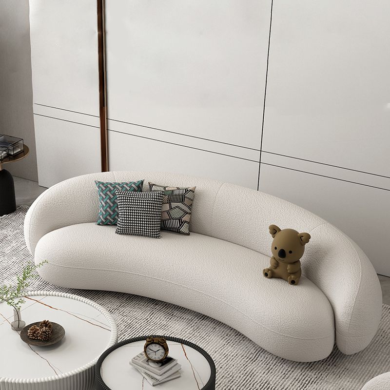 Moderne witte/grijze wol gebogen bank strakke achterkant -stationaire sectionele sectionele