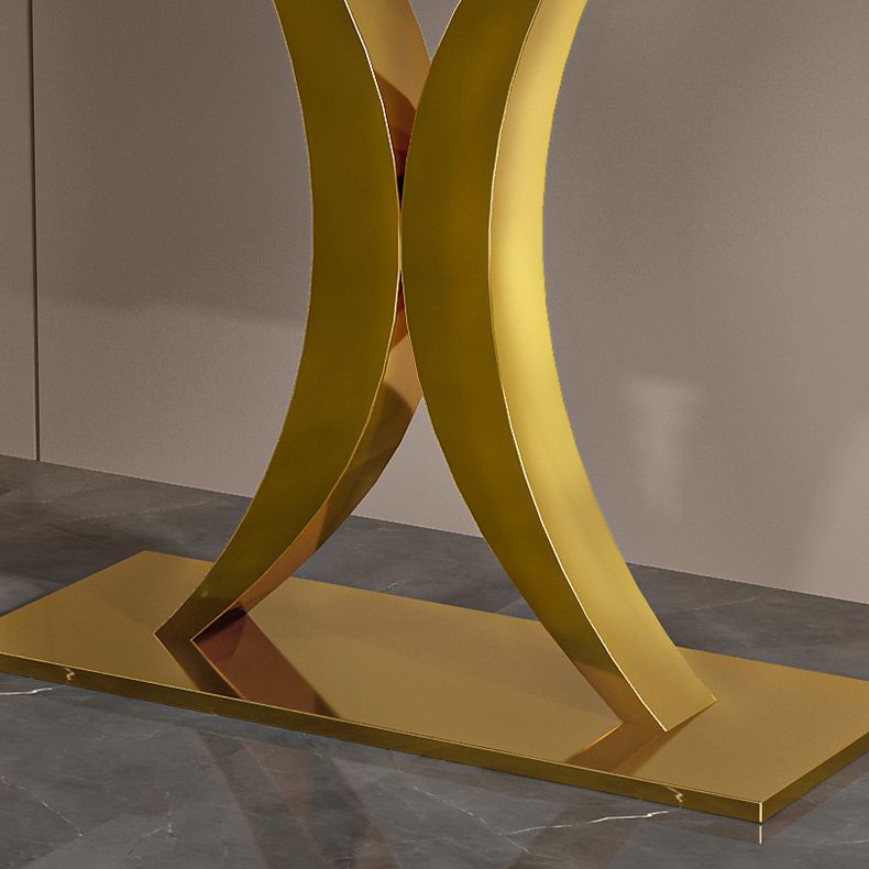 12 Inch Wide Glam Accent Table Half Moon Metal Console Table for Hall