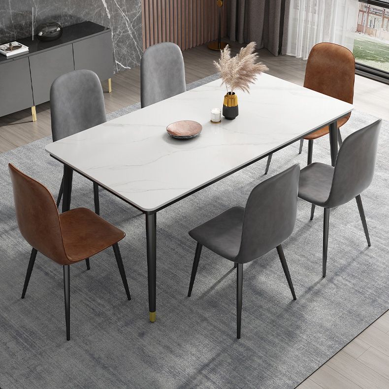 Industrial Sintered Stone Scratch Resistant Dining Table Metallic Base Rectangle Table for Home Clearhalo ' dining_table' 'Dining Tables & Seating' 'Dining Tables' 'furn' 'furn_dining_table' 'Furniture' 'furniture_dining_table' 'Kitchen & Dining Furniture' 'kitchen&dining_furn' 'kitchen' 'kitchen_dining_table' 1200x1200_2d199993-e8cc-4f75-aae0-0e06597a36ee