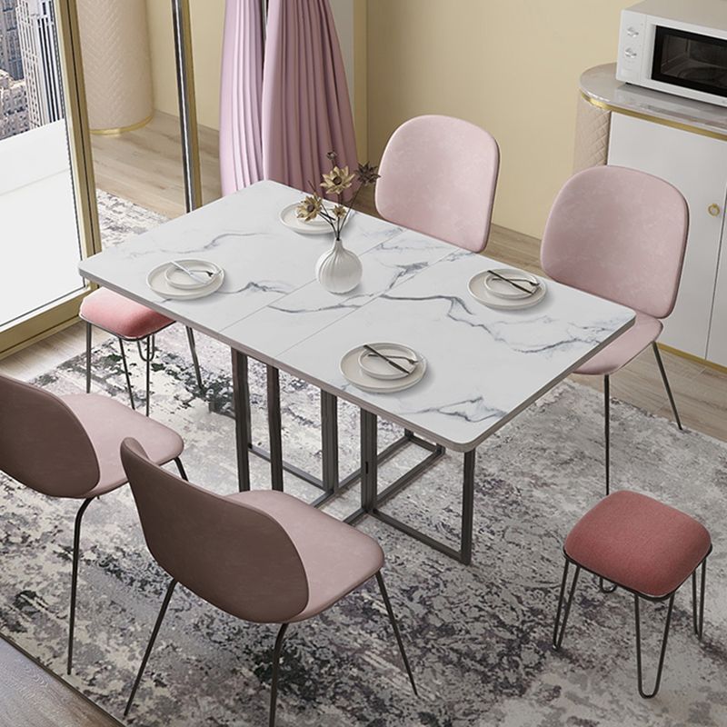 Faux Marble Dining Table Simplicity Style Sled Base Table for Dining Room Clearhalo ' dining_table' 'Dining Tables & Seating' 'Dining Tables' 'furn' 'furn_dining_table' 'Furniture' 'furniture_dining_table' 'Kitchen & Dining Furniture' 'kitchen&dining_furn' 'kitchen' 'kitchen_dining_table' 1200x1200_2d1ae1d2-f63f-4049-9870-ca55c8b81d36