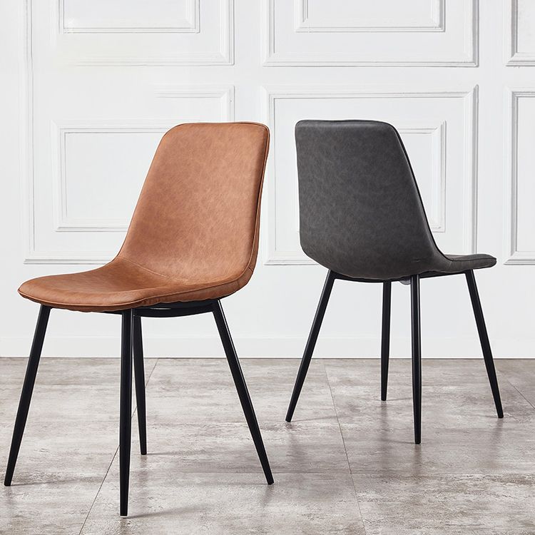 Macaron color Scandinavian Dining room Chair Leather Solid Back Side Chair Clearhalo ' kitchen&dining_furn' 'Dining Chairs' 'Dining Tables & Seating' 'dining_chair' 'Furniture' 'furniture_dining_chair' 'Kitchen & Dining Furniture' 'kitchen' 1200x1200_2d1bac2a-ff91-4f34-810b-6f2ff72bafaa