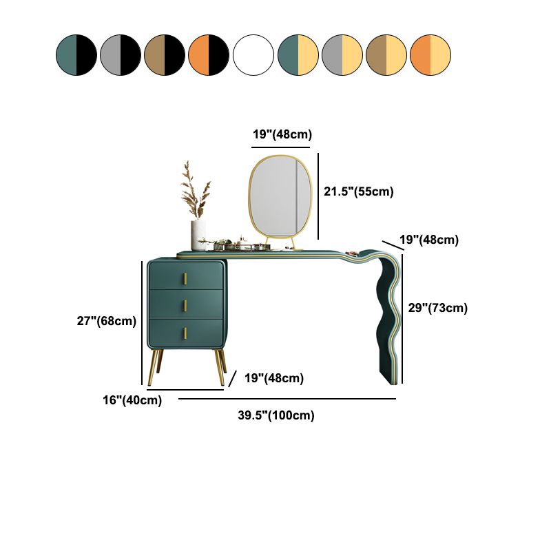 3 Drawers Make-up Vanity Set, 28.74" H Leather Vanity with Stool & Mirror Clearhalo 'Bedroom Furniture' 'furn' 'furn_makeup_vanities' 'Furniture' 'Makeup Vanities' 'makeup_vanities' 1200x1200_2d1c3896-d072-4b29-82b1-43bbcf9dbadb