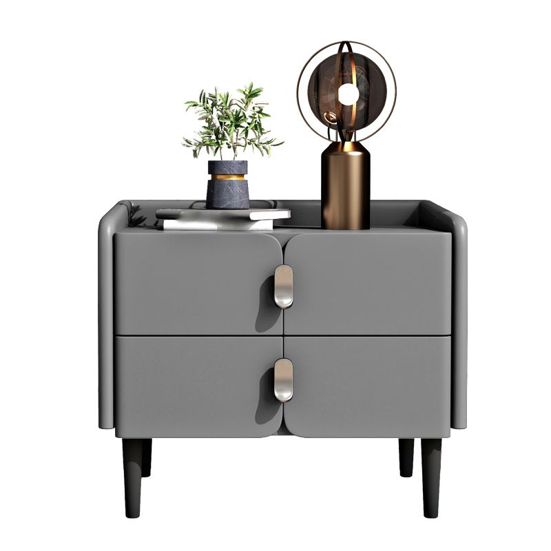 2ドロワーモダンベッドナイトスタンドソリッドウッドフェイクレザーナイトテーブルと足の