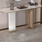 Modern Oval Console Table Stone Console Sofa Table in White for Home
