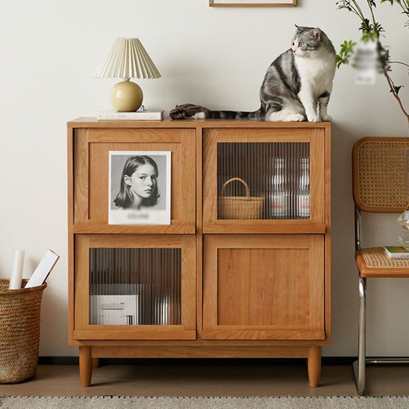 4 Doors Wood Buffet Server 37-inch Height Kitchen Server for Dinning Room Clearhalo 'buffet_sideboard' 'Buffets & Sideboards' 'furn' 'furn_buffet_sideboard' 'Furniture' 'Kitchen & Dining Furniture' 1200x1200_2d1d4fbb-e45a-463f-98bb-c8c7c63dc5d9