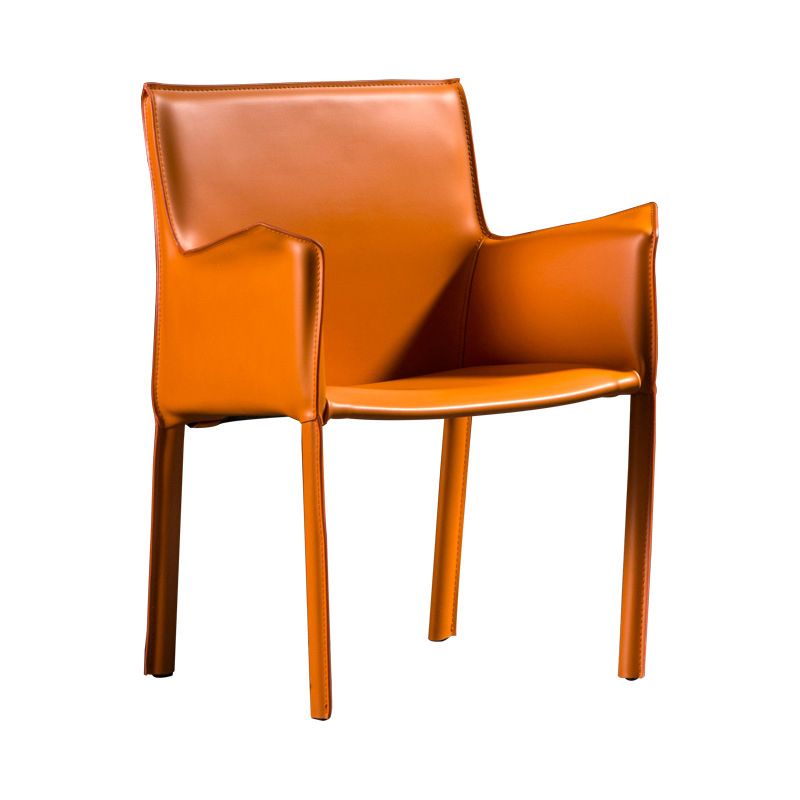 Designer stijl vaste achterstoel thuisarm matte afwerking lederen eetkamerstoel