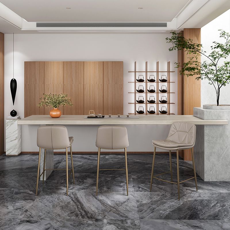 Glam Style Counter Stool Faux Leather Counter-height Stool for Indoor