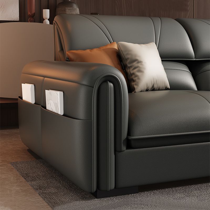 35.4 "H moderno sofá de cuero sintético de brazo cuadrado y chaise para sala de estar