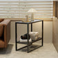 Rectangle Glass Top Side Table 21.65" Tall Metal Frame End Table with Shelf Clearhalo 'Coffee & Accent Tables' 'End & Side Tables' 'end_side_tables' 'furn' 'furn_end_side_tables' 'Furniture' 'Living Room Furniture' 1200x1200_2d1ea821-e0e3-404b-9b99-79c60fba4c8e