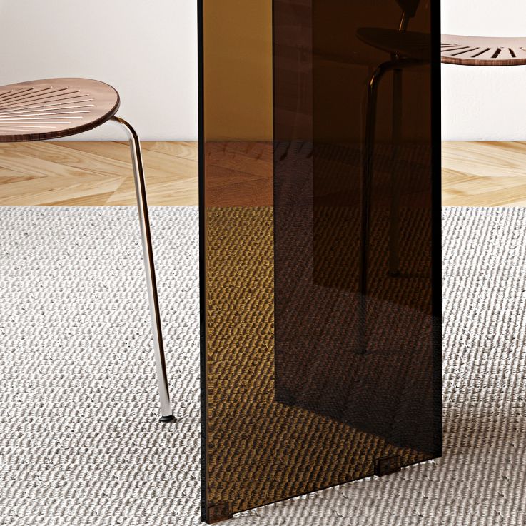 Glass Top Dining Table Oval Dining Table with Double Pedestal