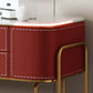 Luxurious Vanity Set 2 Storage Drawers with Mirror & Padded Stool in Red