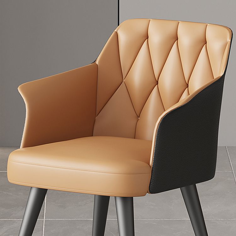 Glam Metal Arm Dining Chair Faux Leather Side Chair for Restaurant Use Clearhalo ' kitchen&dining_furn' 'Dining Chairs' 'Dining Tables & Seating' 'dining_chair' 'furn' 'furn_dining_chair' 'Furniture' 'furniture_dining_chair' 'Kitchen & Dining Furniture' 'kitchen' 1200x1200_2d220d64-5f3e-4790-8ad5-3fdade6c2256