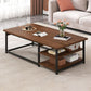16.5" H Modern Rectangle Wooden Coffee Table Metal Frame Cocktail Table