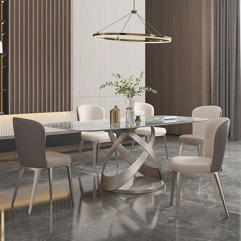 1/4/5/6/7 Pcs Metal Glam Dining Room Set with Rectangle Table Dinette Set Clearhalo 'Dining Room Sets' 'Dining Tables & Seating' 'dining_room_set' 'furn' 'furn_dining_room_set' 'Furniture' 'furniture_dining_room_set' 'Kitchen & Dining Furniture' 'kitchen&dining_furn' 'kitchen' 1200x1200_2d247e7b-623d-46d8-ab39-f22a382d5743