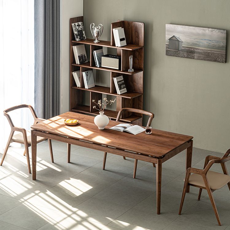 Modern Rectangle Dinner Table Brown Solid Wood Tabletop for Living Room Clearhalo 'Dining Tables & Seating' 'Dining Tables' 'dining_table' 'furn' 'furn_dining_table' 'Furniture' 'Kitchen & Dining Furniture' 1200x1200_2d248be9-1059-418b-a5a7-a82a6c681504