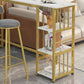 Modern Style Bistro Bar Table Rectangle Gold Frame Bar Table Clearhalo 'Bar Furniture' 'Bar Tables' 'bar_tables' 'furn' 'furn_bar_tables' 'Furniture' 'Kitchen & Dining Furniture' 1200x1200_2d24d0ac-7cb0-4cf5-ae39-7b7b0a11f911