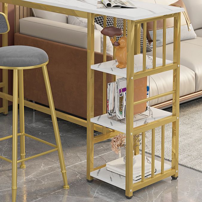 Modern Style Bistro Bar Table Rectangle Gold Frame Bar Table Clearhalo 'Bar Furniture' 'Bar Tables' 'bar_tables' 'furn' 'furn_bar_tables' 'Furniture' 'Kitchen & Dining Furniture' 1200x1200_2d24d0ac-7cb0-4cf5-ae39-7b7b0a11f911