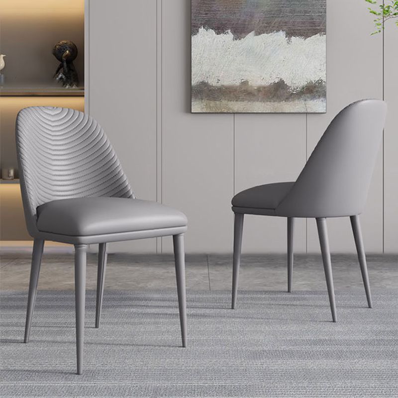 Contemporary Style Armless Solid Back Chair Leather Dining Chairs for Kitchen Clearhalo ' kitchen&dining_furn' 'Dining Chairs' 'Dining Tables & Seating' 'dining_chair' 'furn' 'furn_dining_chair' 'Furniture' 'furniture_dining_chair' 'Kitchen & Dining Furniture' 'kitchen' 1200x1200_2d2539f9-94b9-4b8d-bc9b-8e7ce5a6603c