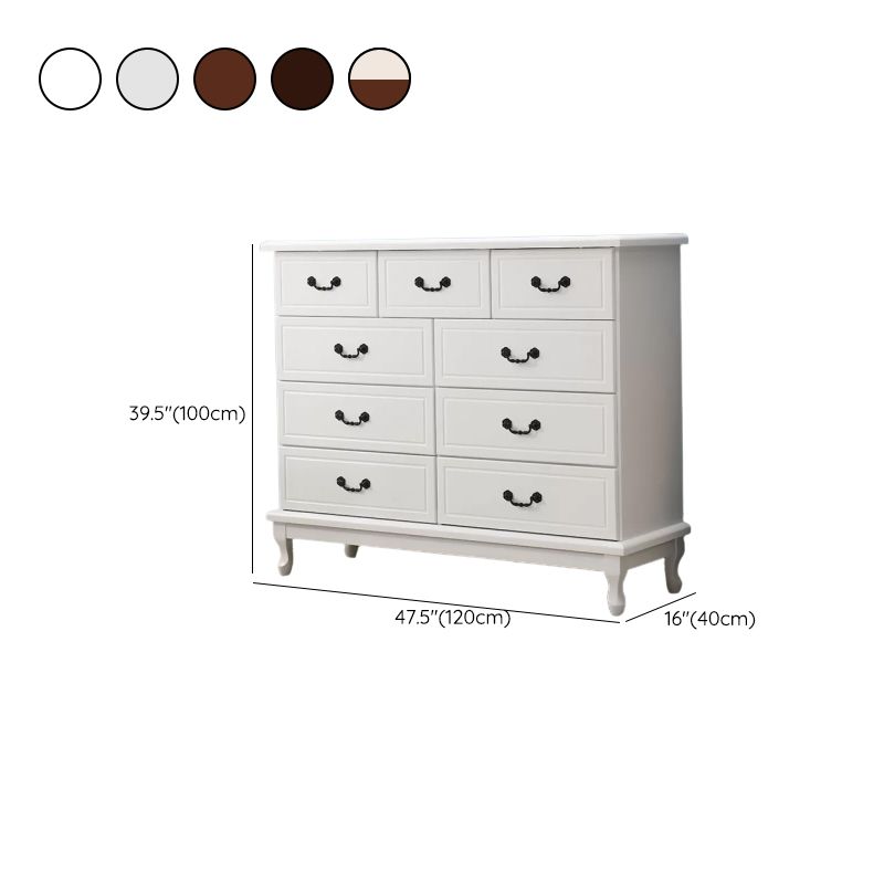 Cómoda tradicional americana para el hogar, cómoda de almacenamiento de madera maciza con cajones