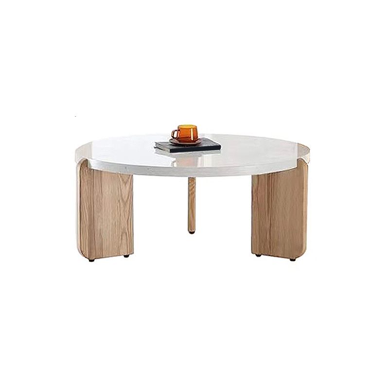 Einzel-Couchtisch mit 3 Beinen, moderner Cocktailtisch aus Holz in Beige/Braun