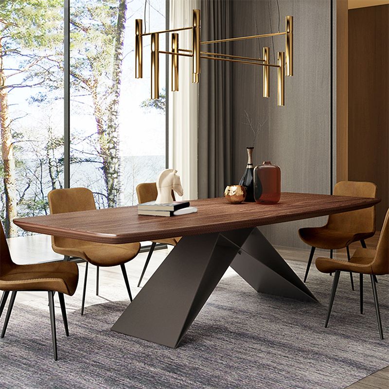 Industrial Dining Table Rectangle Wooden Top Dinner Table for Dining Room Clearhalo 'Dining Tables & Seating' 'Dining Tables' 'dining_table' 'furn' 'furn_dining_table' 'Furniture' 'Kitchen & Dining Furniture' 1200x1200_2d28fab8-d9a3-4e58-85c1-a1343b6793c9