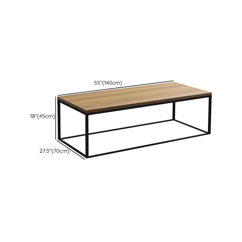 Rectangular Wooden Cocktail Table Metal Frame Coffee Table in Black Clearhalo 'Coffee & Accent Tables' 'Coffee Tables' 'coffee_tables' 'furn' 'furn_coffee_tables' 'Furniture' 'Living Room Furniture' 1200x1200_2d29d1ab-b993-47ea-9d02-250607e68fbb
