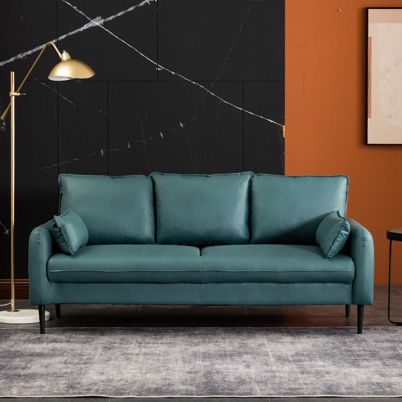Faux Leather Cushions Sofa 3-Seat Contemporary 30.7" High Sofa Clearhalo 'furn' 'furn_sofas' 'Furniture' 'furniture_sofas' 'kitchen' 'kitchen_sofas' 'Living Room Furniture' 'Sofa' 'sofas' 1200x1200_2d2b9c9f-d7ae-4df4-9caf-4bd3b8a84fed