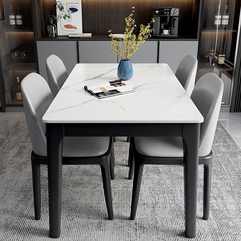 Contemporary Dining Set with Sintered Stone Dining Table and Cushion Chairs Clearhalo 'Dining Room Sets' 'Dining Tables & Seating' 'dining_room_set' 'furn' 'furn_dining_room_set' 'Furniture' 'furniture_dining_room_set' 'Kitchen & Dining Furniture' 'kitchen&dining_furn' 'kitchen' 1200x1200_2d2cd9de-16ba-4ece-b6a2-a5754b8ad305